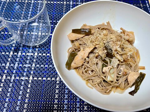 フライパンだけの簡単調理!ゆずポン酢蕎麦
